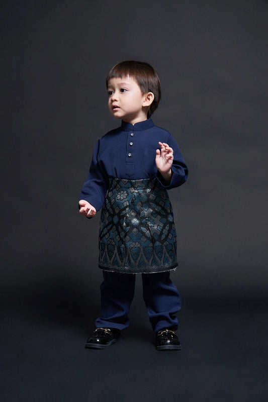 Baju Melayu Kids Luxe (Navy Blue)