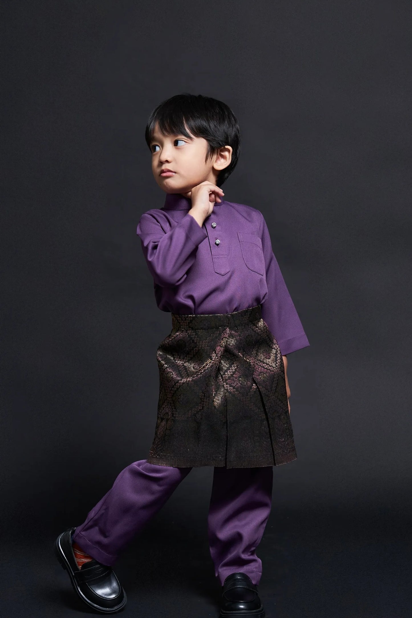 Baju Melayu Kids Luxe (Dark Magenta)