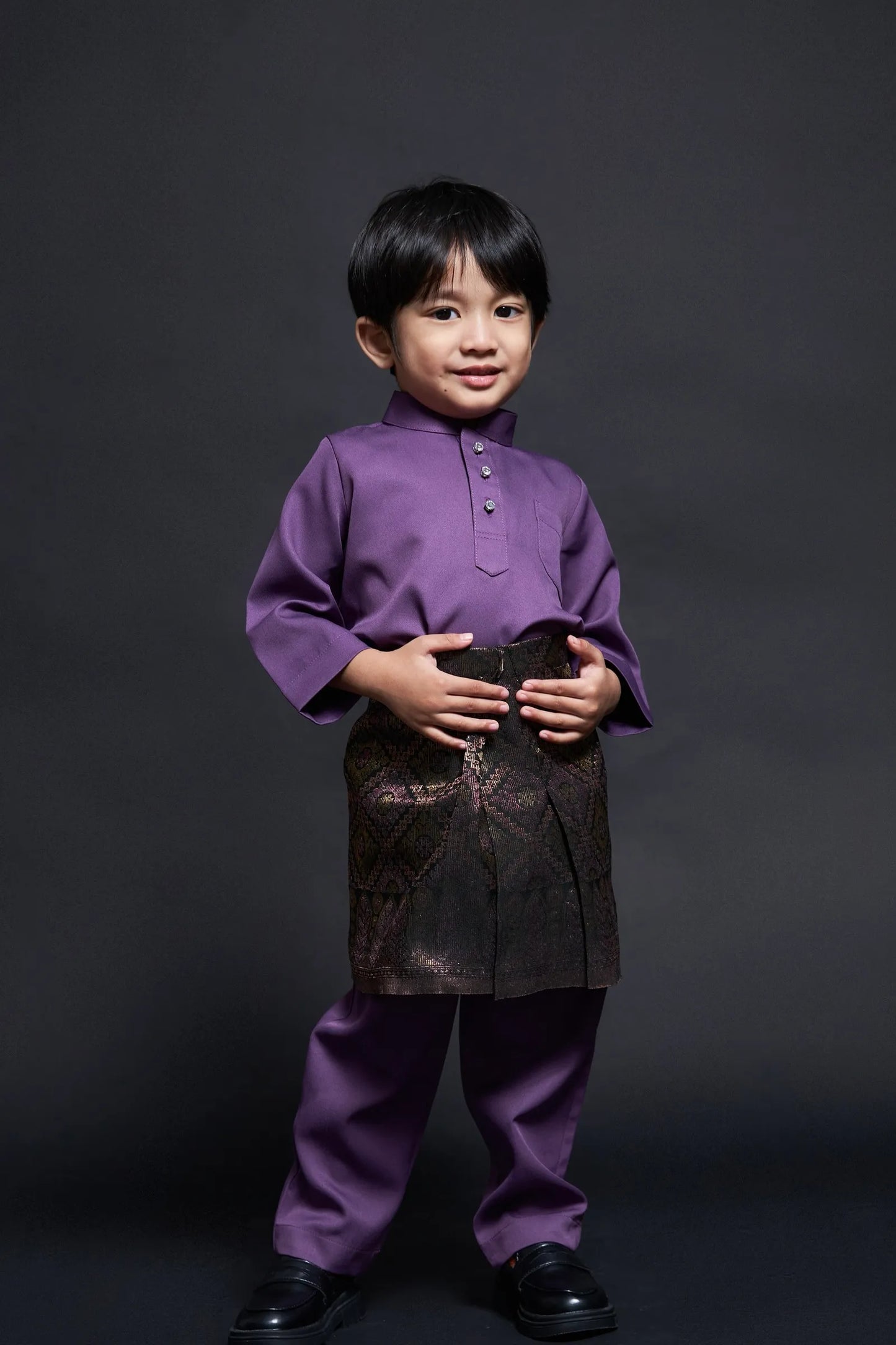 Baju Melayu Kids Luxe (Dark Magenta)