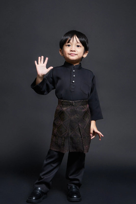 Baju Melayu Kids Luxe (Black)